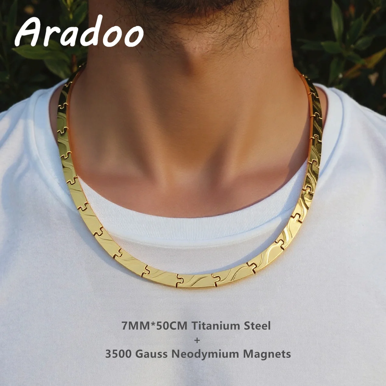 ARADOO Titanium Steel Men's Necklace Collar Minimalist Design Stainless Steel Magnetic Necklace Jewelry Gifts