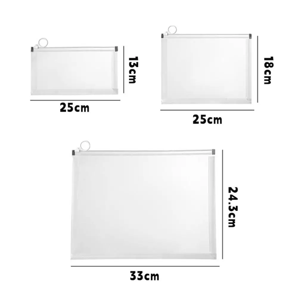 Thickened A4/A5/A6 File Bag Zipper Design Waterproof Document Folder Transparent Handheld Stationery Bag School Office