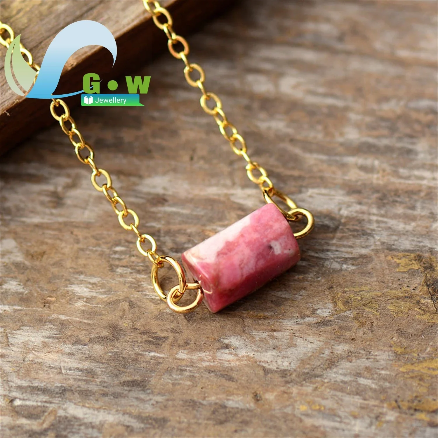 Natural Stone Hexagonal Column Pendant Necklace French Minimalist Style Elegant Chic Light Jewelry For Women Daily Casual Wear