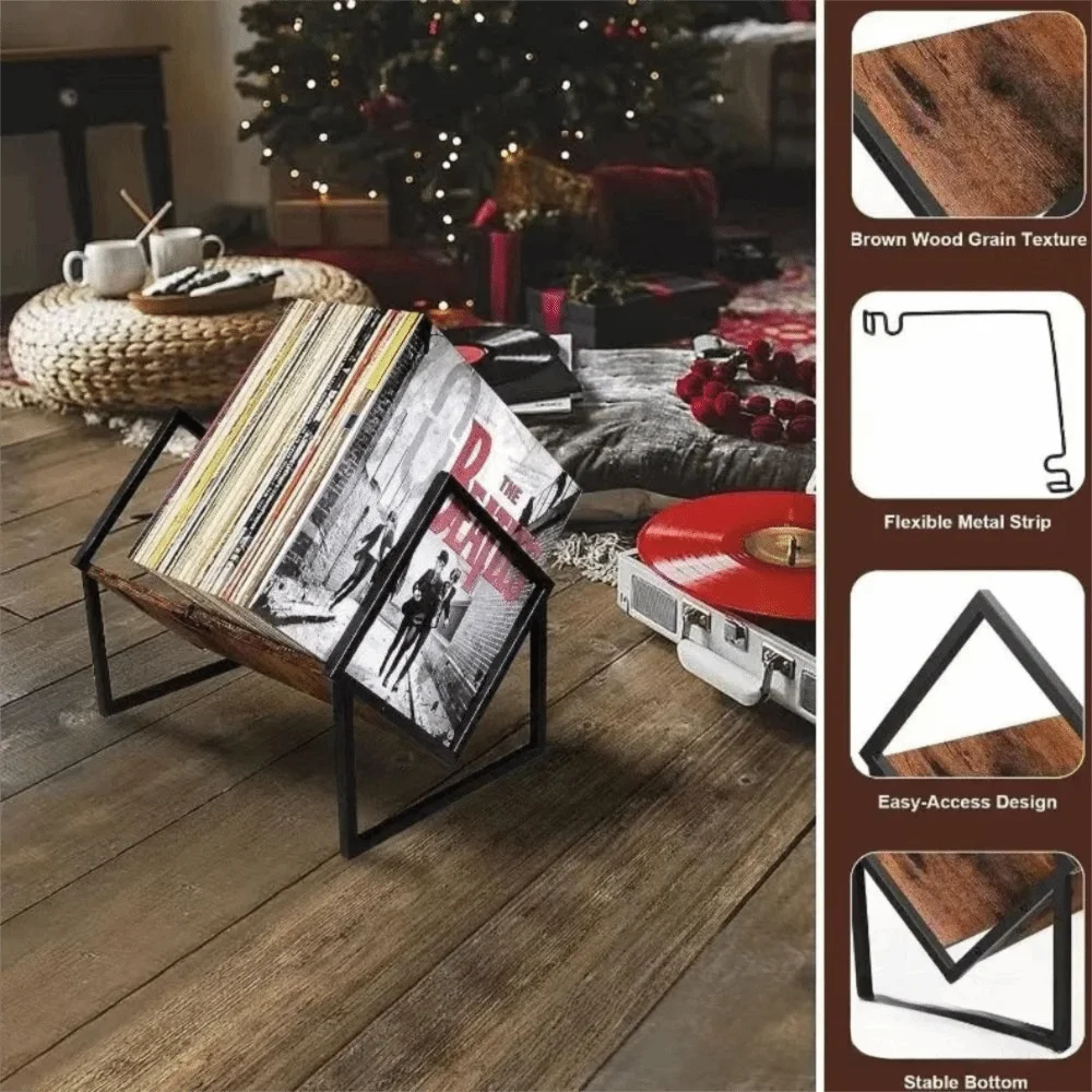 

Sturdy Iron Art Vinyl Record Storage Space-Saving Structure Modern Minimalist Design CD Display Stand Stylish Display Unit