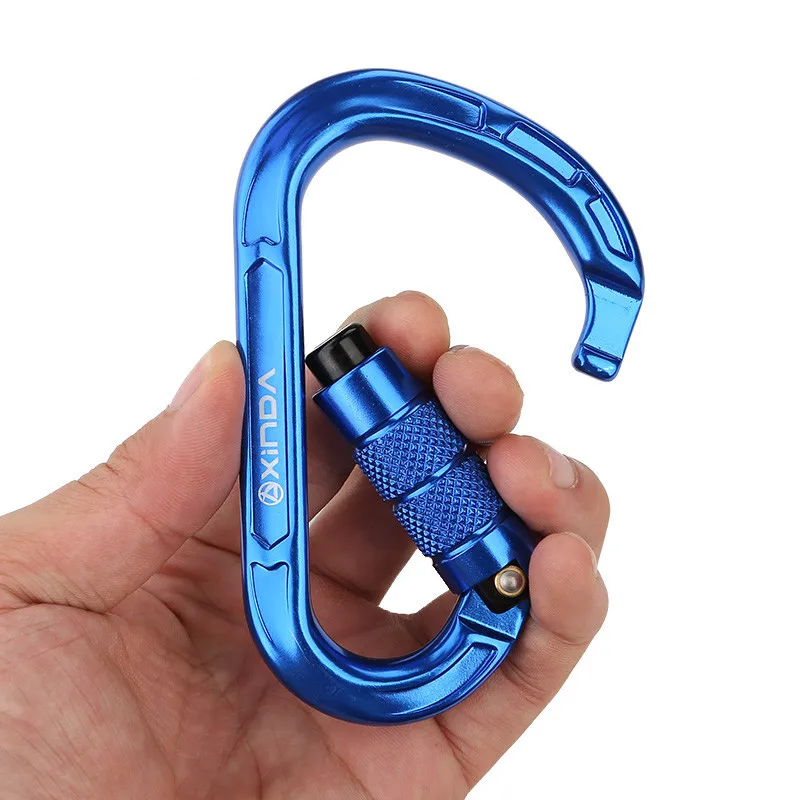 XINDA Rock Climbing Carabiner Pear-Shape Buckle 25KN Safety Auto Lock Spring-loaded Gate Aluminum H-Carabiner Outdoor Kits