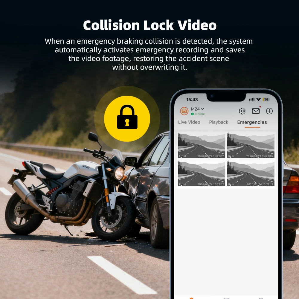 Linux 7Inch Screen Motorcycle Carplay GPS Navigation Wireless Apple Carplay Android Auto 4G remote live streaming+TPMS+HD-DVR view 6
