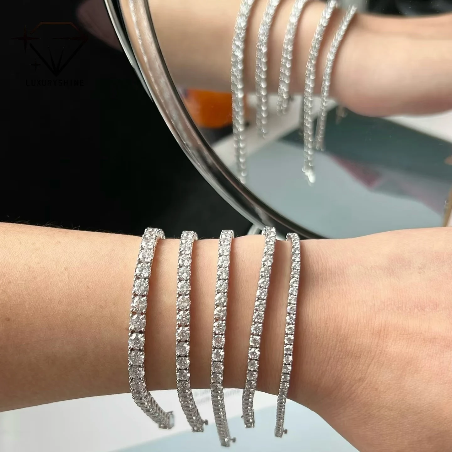 

LuxuryShine 18-каратное белое золото с выращенными в лаборатории бриллиантами теннисный браслет VS1 Clarity D-F Цвет для женщин и мужчин ювелирные изделия на заказ ювелирные изделия для дружины