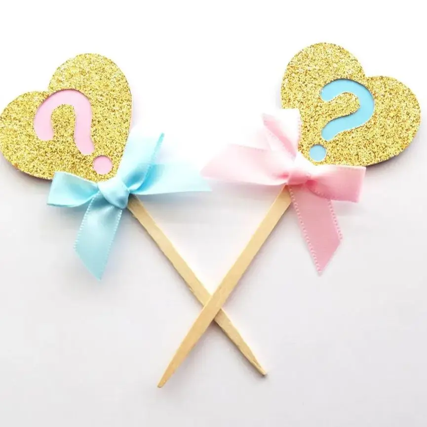 24pcs Gender Reveal Cupcake Toppers, Boy or Girl Toppers, What will it be?