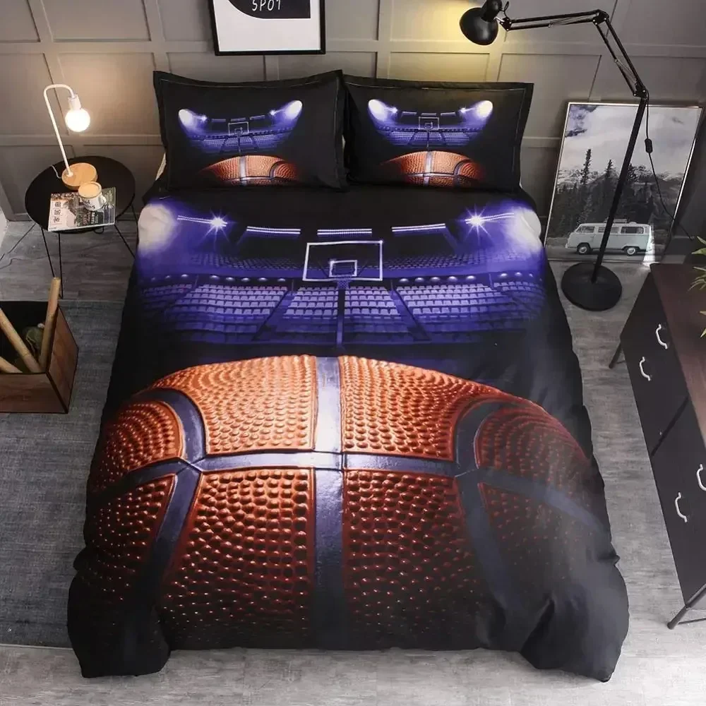 2026 Basketball Duvet Cover Set King Queen Ball Sport Theme Bedding Set Boys Teens Basketball Fan Room Polyester Quilt Cover