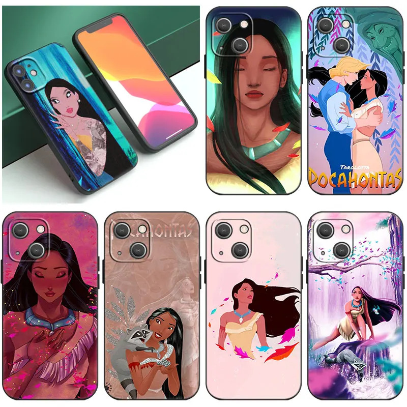 Disney Girl Pocahontas Phone Case For Apple iPhone 14 13 12 Mini 11 Pro XR X XS MAX 6S 7 8 Plus SE 2020 2022 5S Black Cover