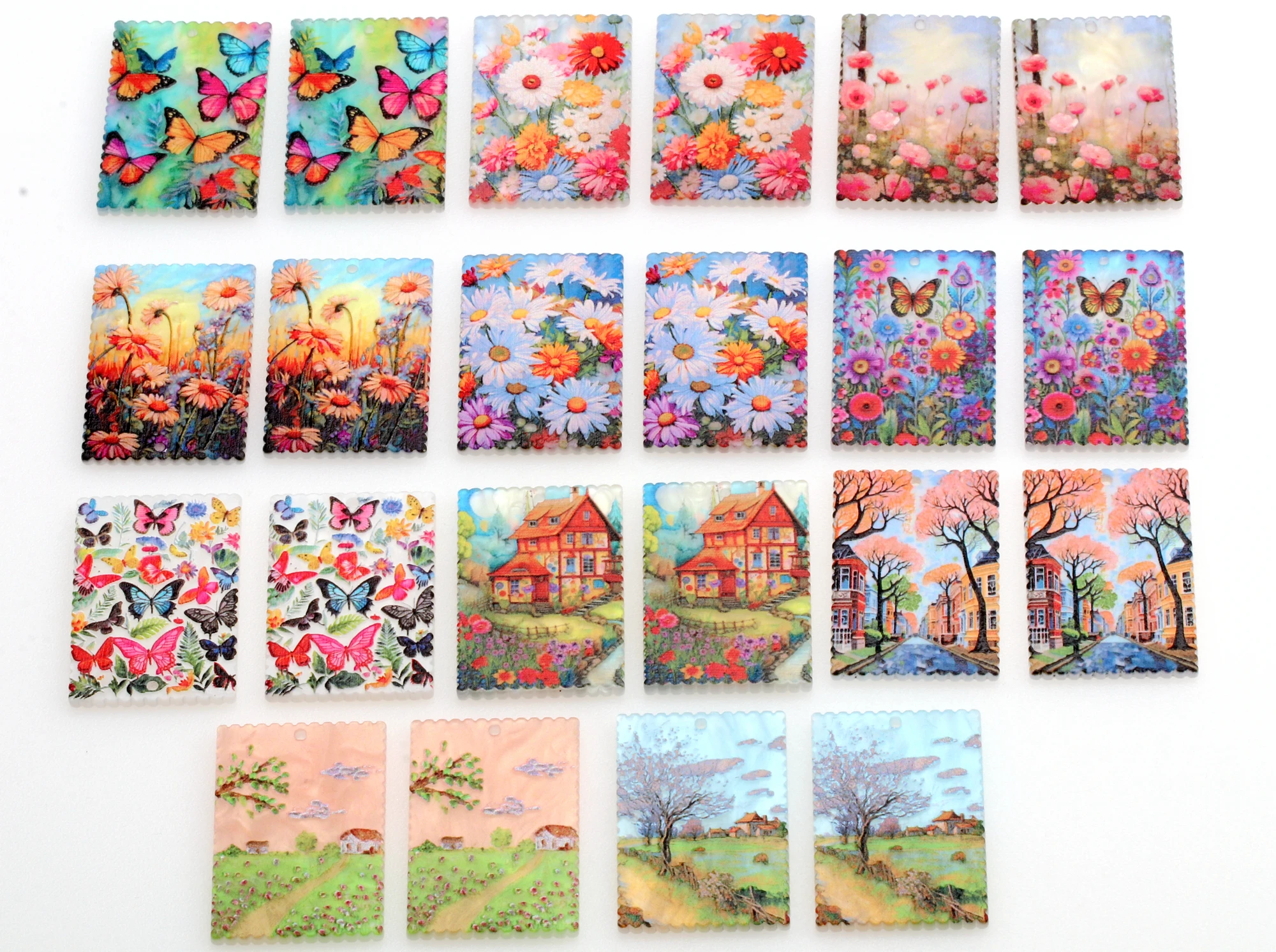 

6pcs Printed Acrylic Bead,Acrylic Earring Charm,Rectangle Shaped Pendant,Acrylic flower Earring Part,36mmx24.5mm ACL-351