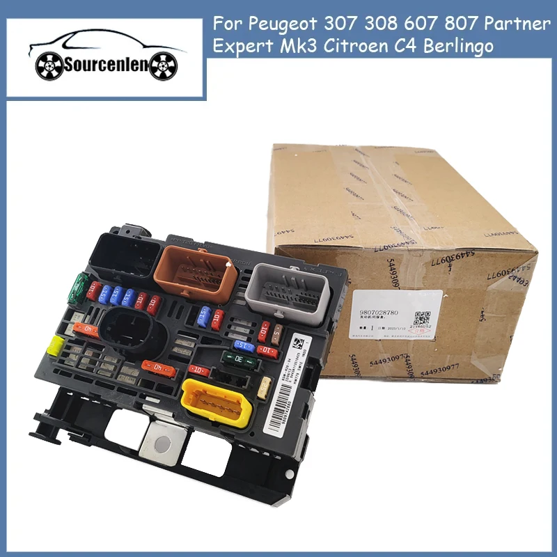 Genuine R03 R04 R05 R20 L04 Fuse Box BSM 9807028780 For Peugeot 307 308 607 807 Partner ExpertMk3 Citroen C4 Berlingo 9809742880