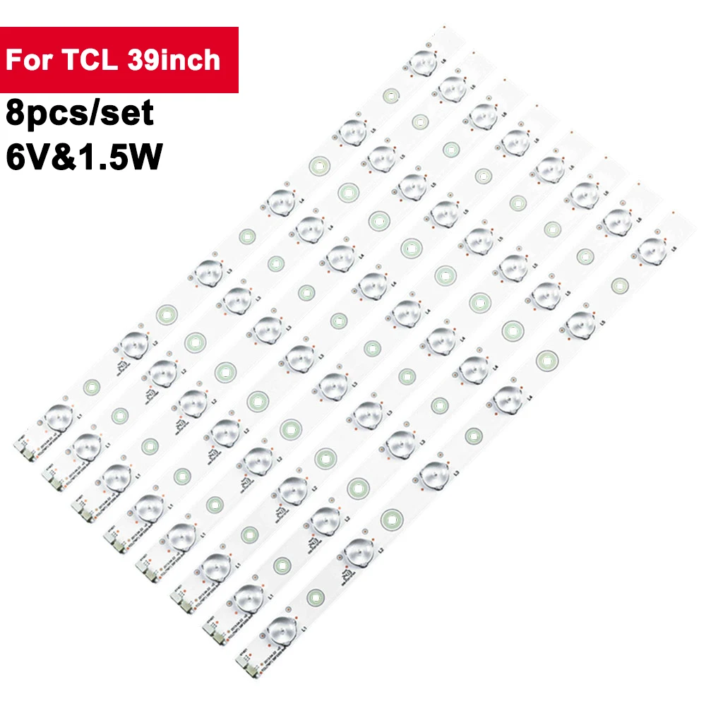 

8Pcs/set 39inch 382mm LED Backlight Strip for TCL 39inch 6LED 39F3300,PH39F33D8G,E312177 L39S85,MGS3910P/n,L39F2370B 39F2370-6EA