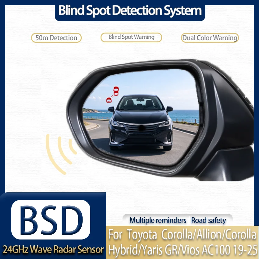 Auto Blind Spot Detection BSD, BSM Lane Change Assist, Audio & Light Alert for Toyota Corolla/Allion/Yaris GR/Vios AC100