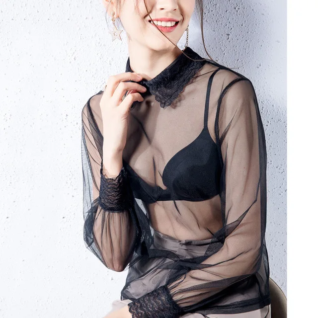 秋冬ピュアカラーレースシャツ襟装飾インナーウェア女性の多用途フェイクカラーベースシャツ韓国スタイル