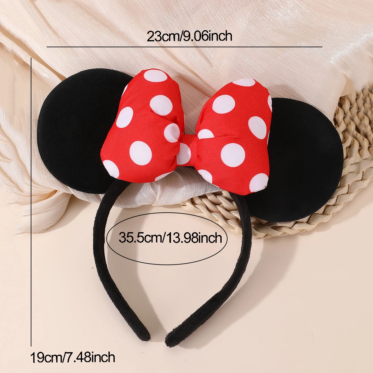 1 Stück Mausohren-Haarreif mit Polka-Dot-Satin-Schleife, Mini-Ohren-Haarband für Halloween, Geburtstagsfeier, Cosplay-Kostüm, Haaraccessoires – Detail 1