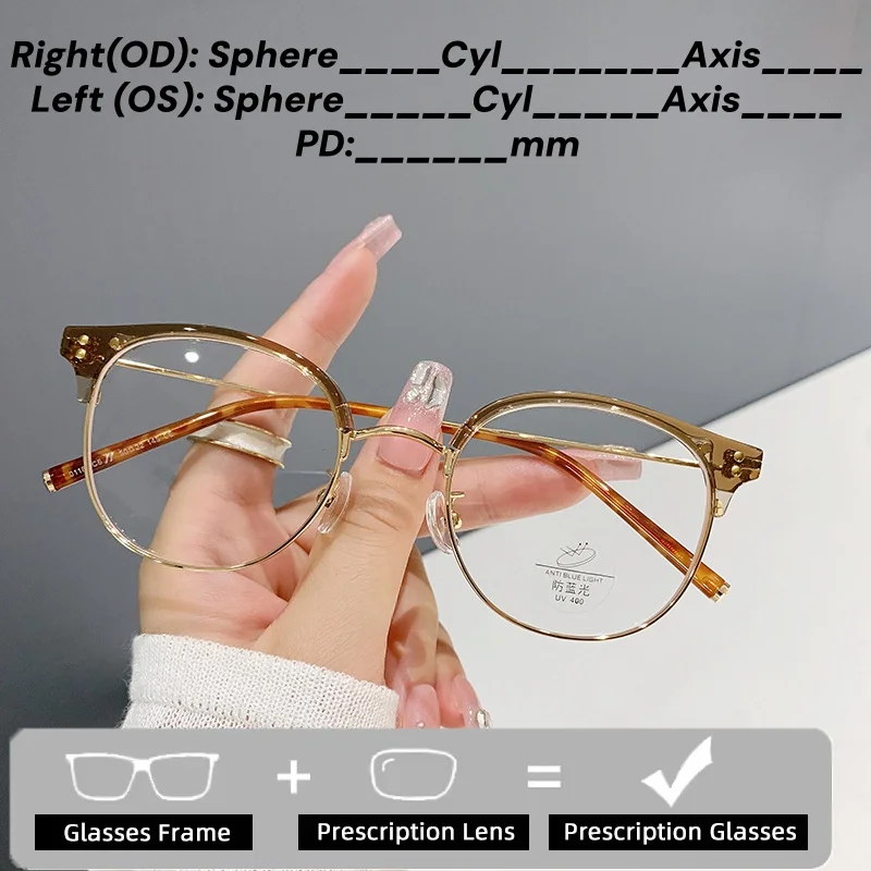 

Новый стиль, очки по рецепту для близорукости, женские очки в круглой оправе, индивидуальные близорукие очки унисекс, очки для близорукости по индивидуальному заказу