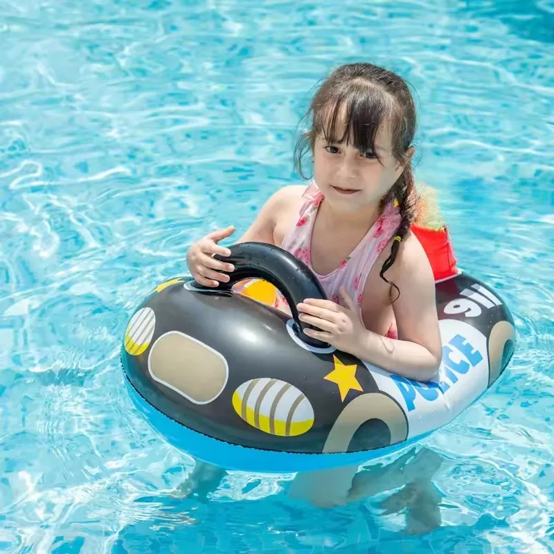 Opblaasbaar Waterspeelgoed Cartoon Politieauto Babyzwemmen Vlotter Zetel Boot Zomer Buitenzwembad Zwemmen Ring Opblaasbare waterapparatuur