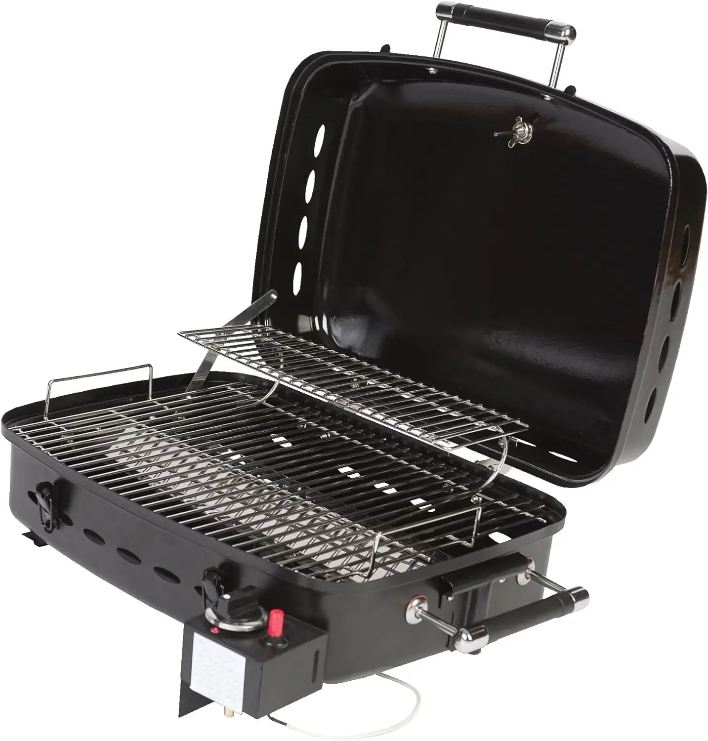 Calandre noire avec adaptateur de bouteille de poulet, barbecue, four de camping en plein air, table de barbecue, 51322