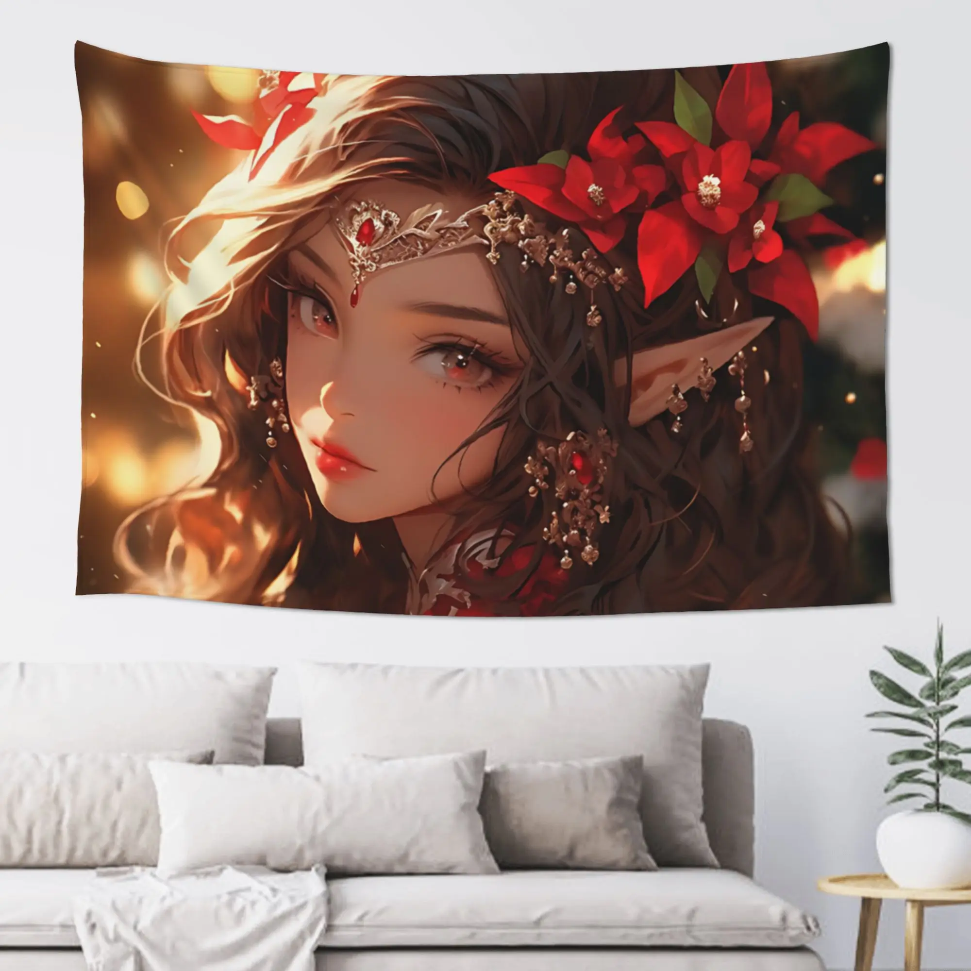 Merry Christmas Anime Customized Tapestry  Wall Hanging Blanket Tapestry Home Decor Items Wall Decorations