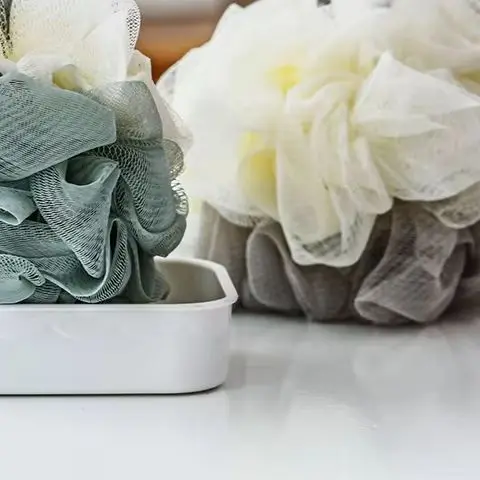 Esponja de malla para ducha, esponja de baño, bola de burbujas, cepillo exfoliante corporal, limpiador suave, exfoliante de piel, cepillo para espalda, suministros de baño