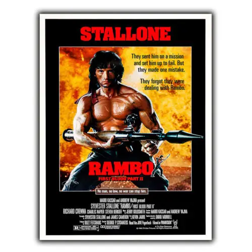 FIRST BLOOD PART 2 METALLSCHILD WANDPLAKAT Filmklassiker Kinoplakat-Aluminium