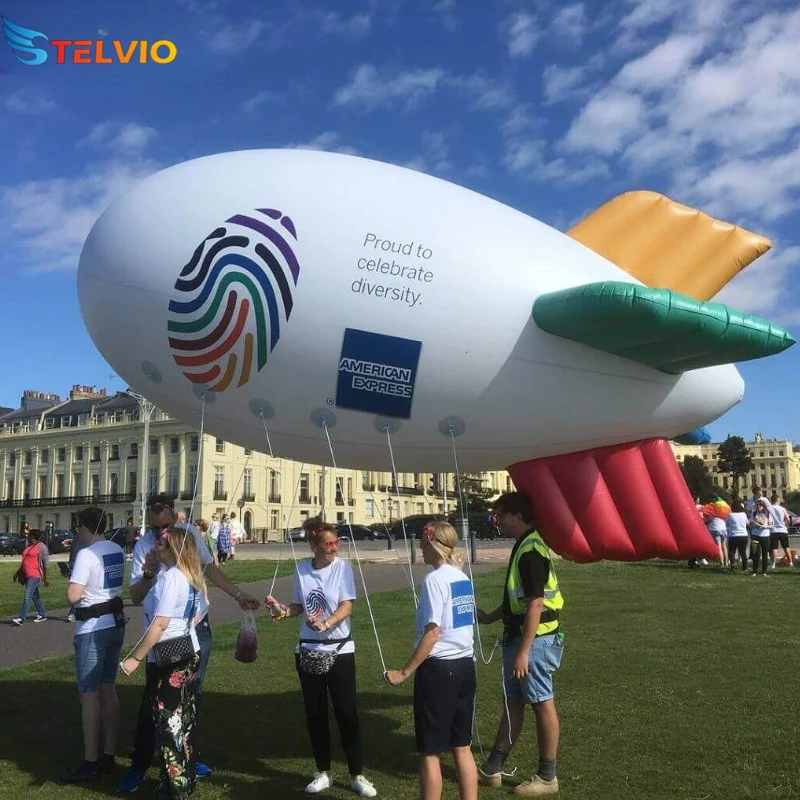 4m Advertising Inflatable Airship Helium Balloon Custom Logo Inflatable Zeppelin Blimp Balloon for Promotion Event