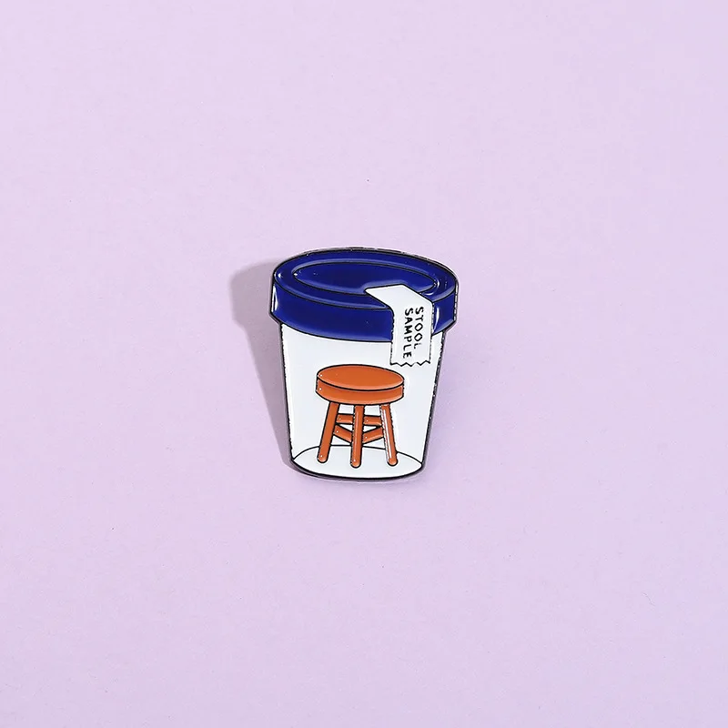 Funny "Stool Sample" Enamel Pin Brooch Medical Humor Pun Badge for Nurses Lab Technicians Denim Jackets