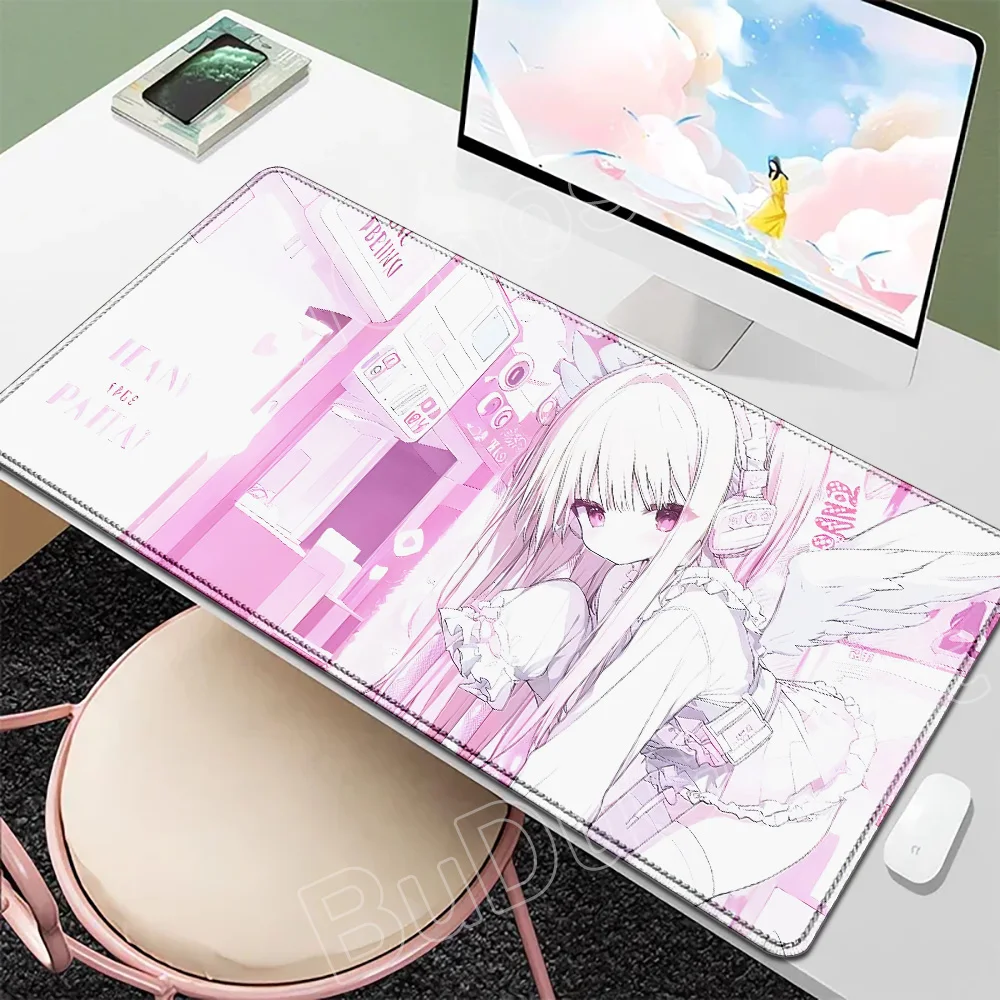 

Beautiful Anime Girl Mouse Pads White Hair Girls Computer XXL Mousepad Non-slip Desk Pad 800X400mm Large Kawaii Accessories Rug