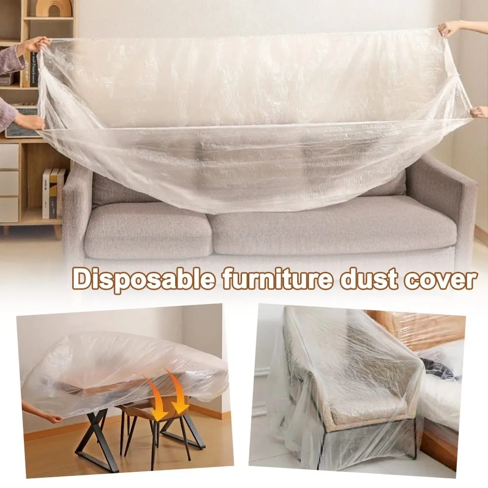 Transparent Disposable Dust Covers Elastic Drawstring Dust-proof Cover Large Size All Wrapped Protector Cover Home Renovation