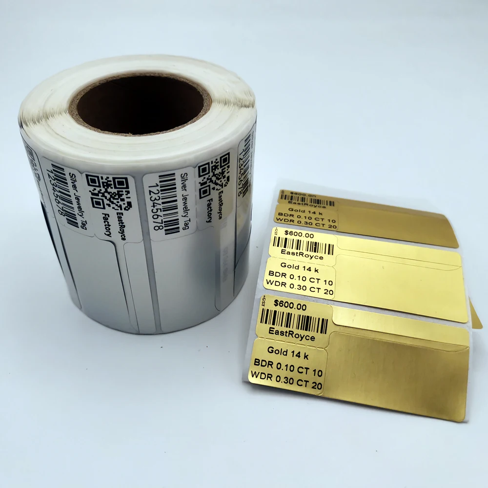 Silver/Gold/White Tone Jewelry Price Labels 70x20mm Blank Jewelry Tag 70x30 Thermal Transfer Printing Paper