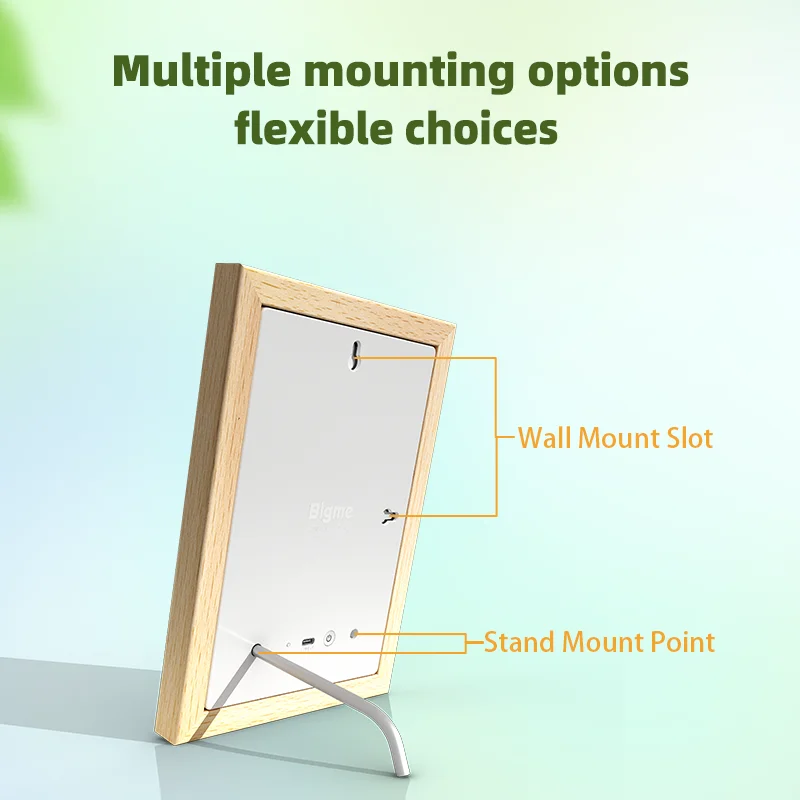 Family-oriented Hindetel 7.13 Inch Color E-ink Picture WiFi Digital Picture Mount Wooden Frame for Family Gift Remote Update