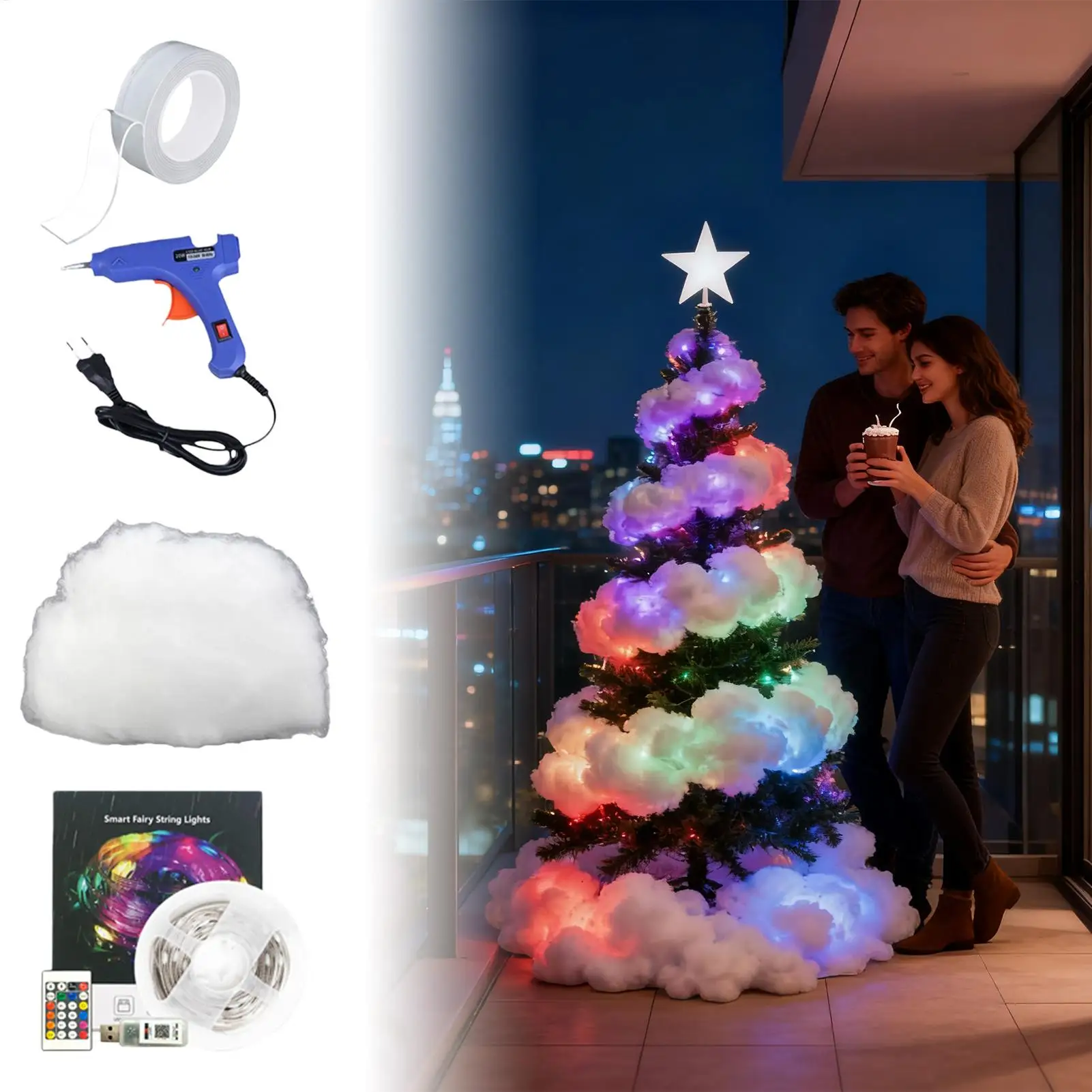 

Christmas Tree Lights LED Waterproof Home Decor Cotton Clouds Outdoor Christmas Lights For Living Room Bedroom Office School
