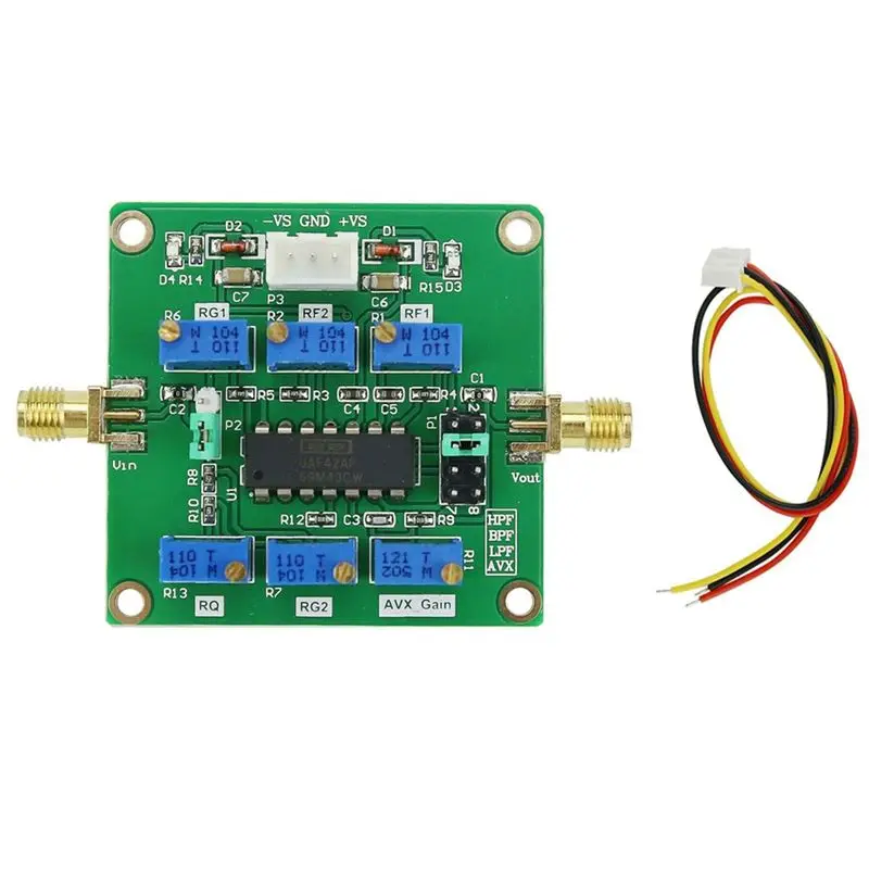 B52C Frequency Gain Q Value Adjustable UAF42 Active Filter High Pass Low Pass Band Pass Filter General Filtering Board