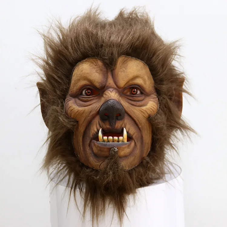 Horrible Monster Mask Full Head Simulation Plush Mask Halloween Party Masquerade Costume Prop Animal Cosplay Accessories