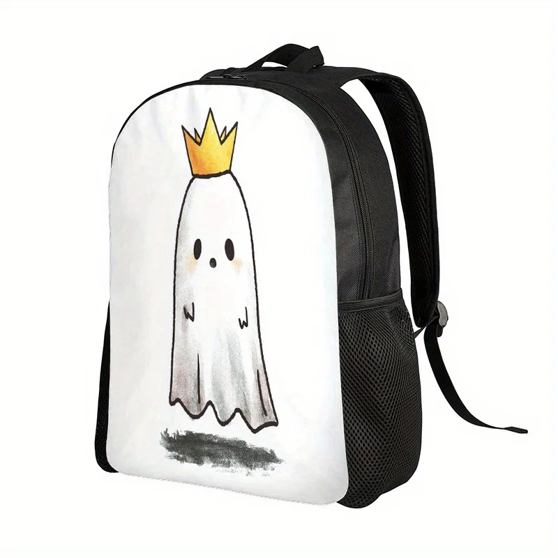 

Cute Crown Backpack - 2D Flat Print School Backpack with Adjustable Shoulder Strap and Zipper Closure, Black and White Design