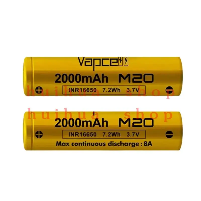 

Original Vapcell M20 INR 16650 Battery 2000mAh 8A 3.7V Rechargeable Li ion Battery Lithium Batteries For Flashlight Power Tools