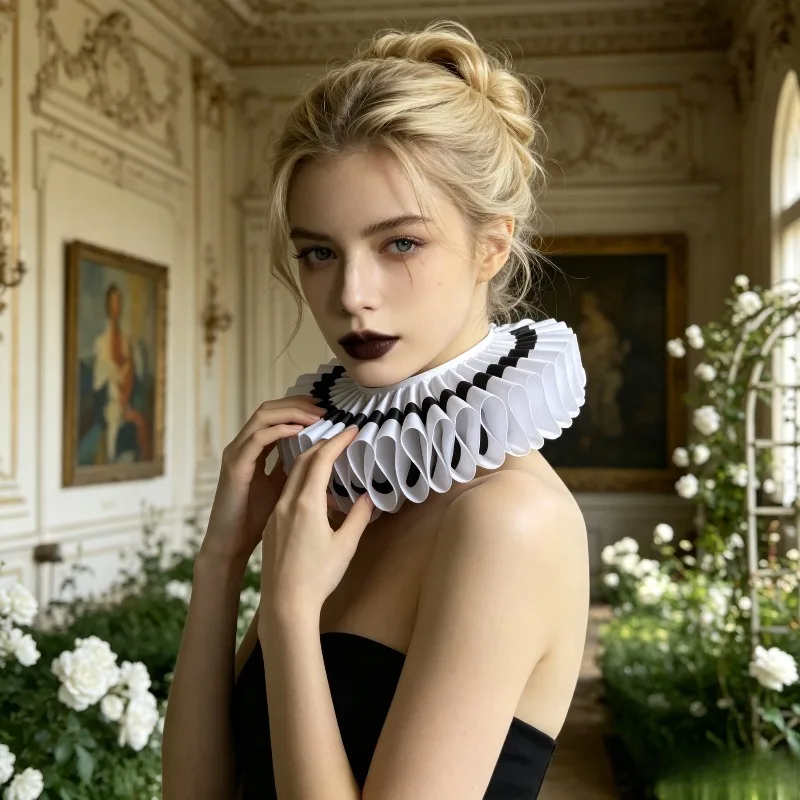 Go for It! 3D Ruffled Satin Color - blocking Ruffle Collar, a Must - have for Halloween Cosplay!