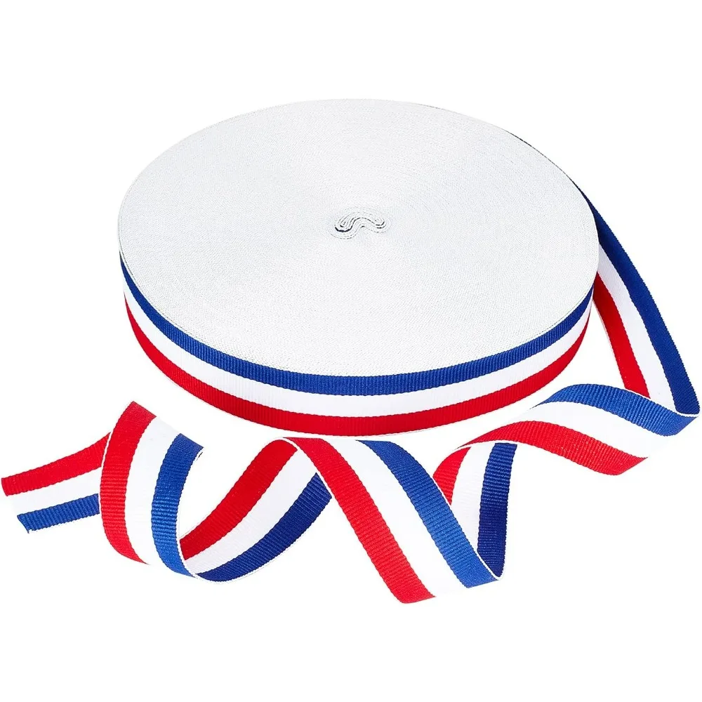 

3pcs 1Inch American Fag Ribbon Red White Blue Striped Grosgrain Ribbon Patriotic Craft Ribbon for Christmas Holiday New Year