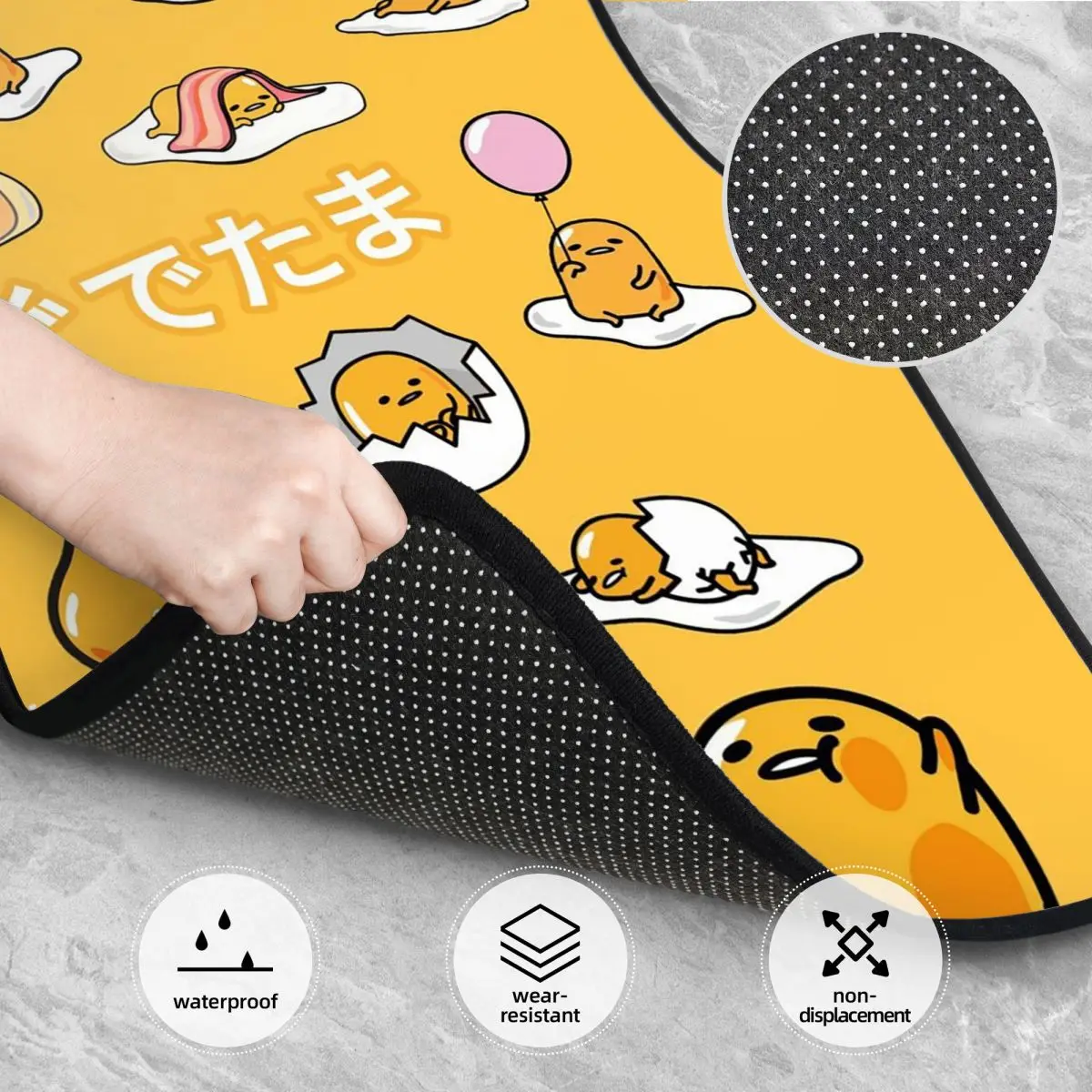 مجموعة سجادة أرضية السيارة اللطيفة من Gudetama مكونة من 4 حصيرة أرضية عالمية مضادة للانزلاق مناسبة للشاحنات المتوسطة