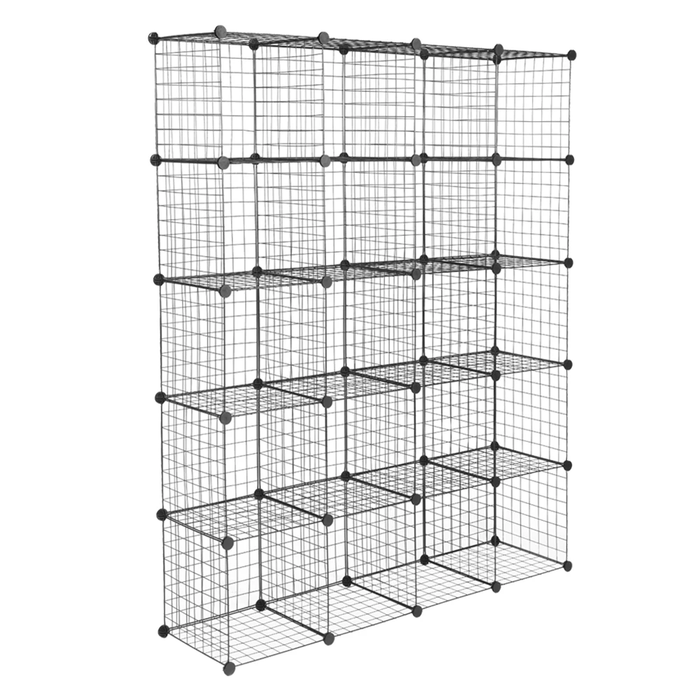 Multifuncional Wire Cube Prateleiras, 20-Cube Organizer, Metal Grade Cubbies Modular, Origami Design, Armazenamento e Estante