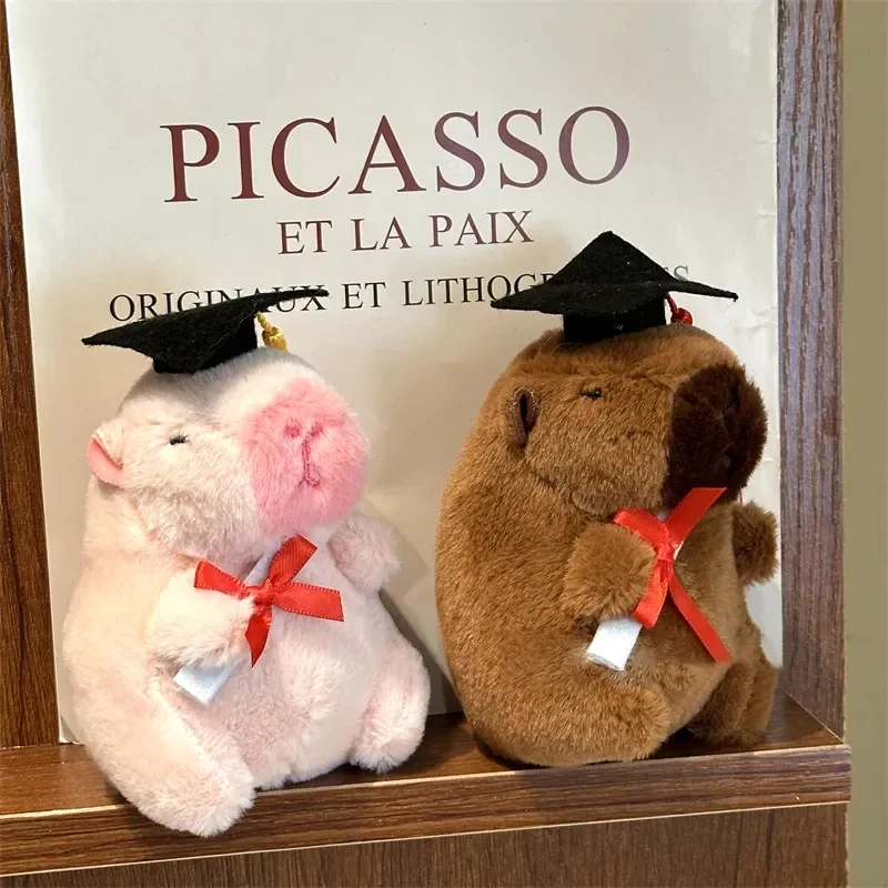 Plush Capybara Keychain Funny Stuffed Animal Capybara Doll Pendant Kawaii Backpack Decor Ornament Graduation Birthday Gift
