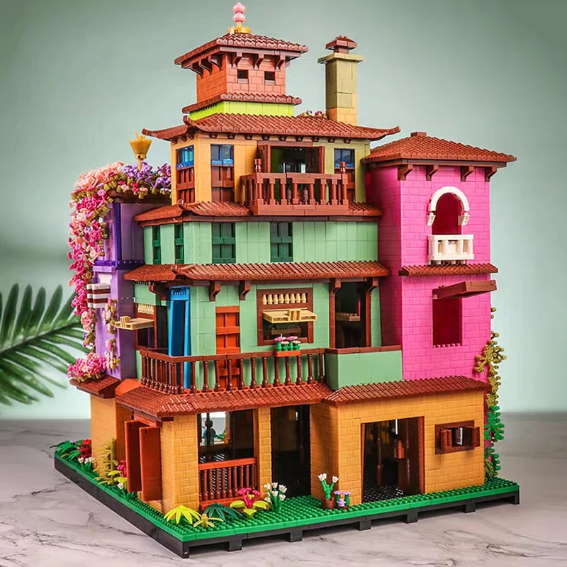 LHCX 818 Światowa Architektura Magiczny Dom Lekka Willa Wymarzony Kwiatowy Ogród Trawa DIY Mini Diamentowe Klocki Cegły Zabawka Budowlana Bez Opakowania