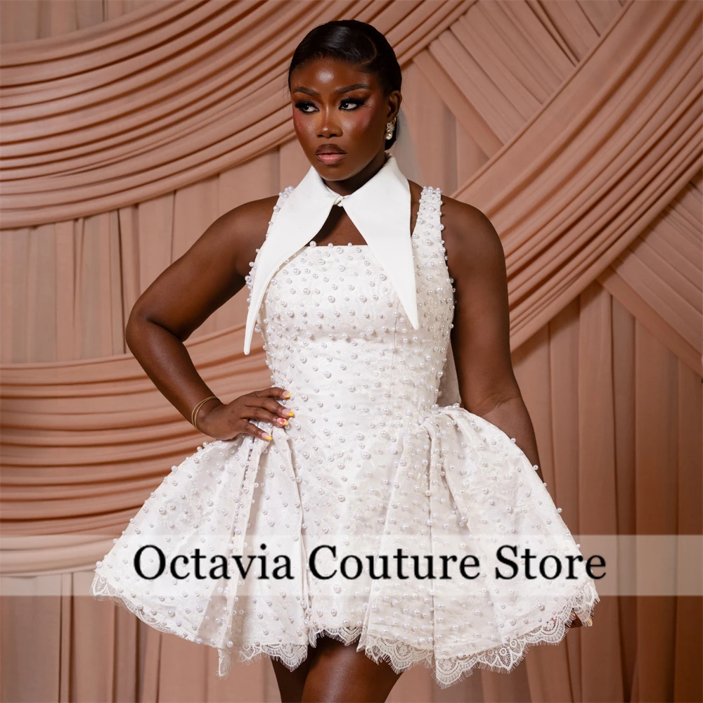 Customized Square Collar Shining Flowers Neckline Brial Grown Short Mini Wedding Dresses Custom Made 2026 Vestido Simple