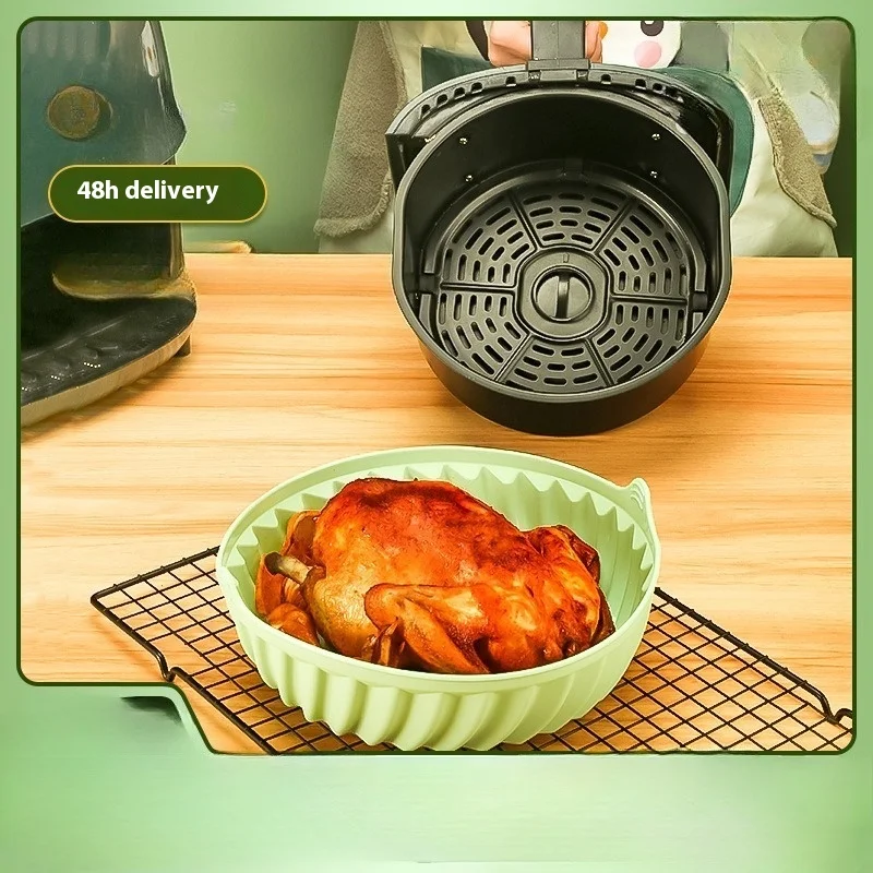 Air Fryer Silikon Backform Runde Kuchen Form Quadratische Backform Wärmedämmung Pad Faltbare Öl Filter Liner Isolierung Matte