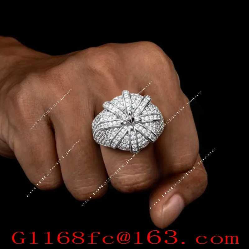 Full Diamond Crown Ring Niche Premium Diamond Set Hip Hop Ring