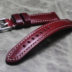 New style Handmade thick section 20 22mm Watch Strap Band Genuine Leather red Upscale texture Cowhide Belt Watchbands