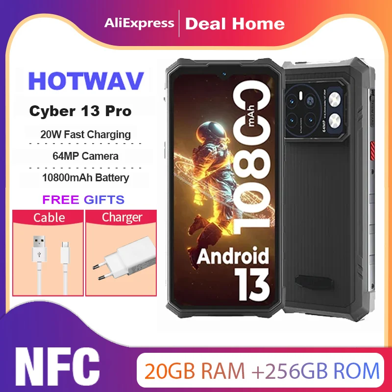 [World Premiere] HOTWAV Cyber 13 Pro 150LM Flashlight 20GB+256GB 6.6'' FHD+ 2K 10800mAh 20W Fast Charging 64MP Android 13 Global