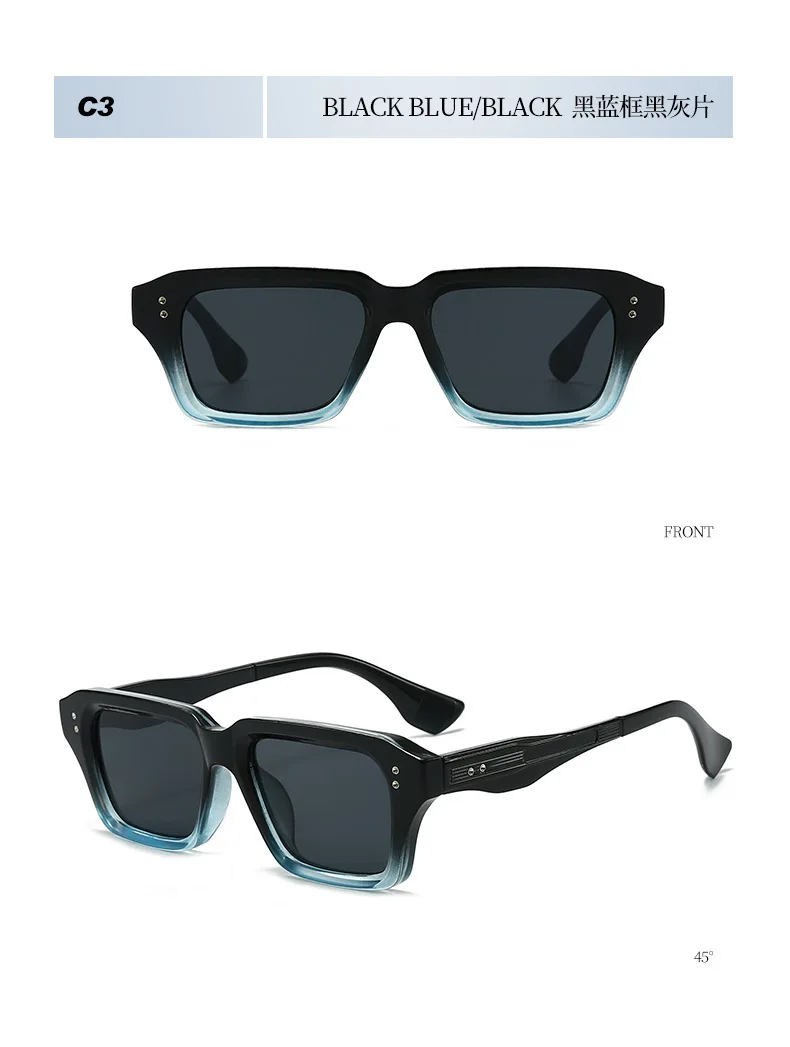 Luxus Vintage Nieten Schmücken Quadratischen Rahmen Sonnenbrille Frauen Männer Mode Designer Shades Sommer Reisen Stick Brillen UV400 – Detail 14
