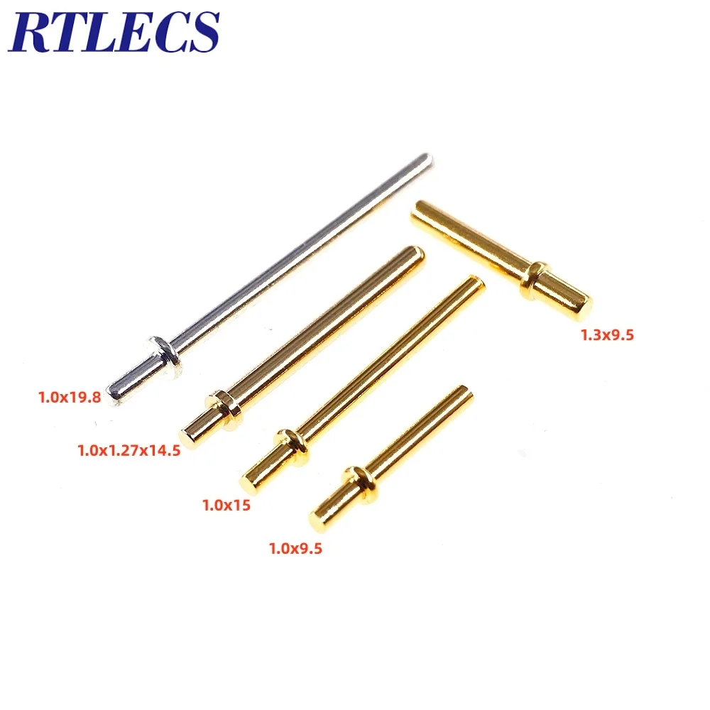 Broches PCB mâles en Circuit imprimé, pointe adaptée à la pression, 1 1.3 2.0 MM de diamètre, connecteur simple en laiton plaqué or 1u Nickel, 50/200 pièces