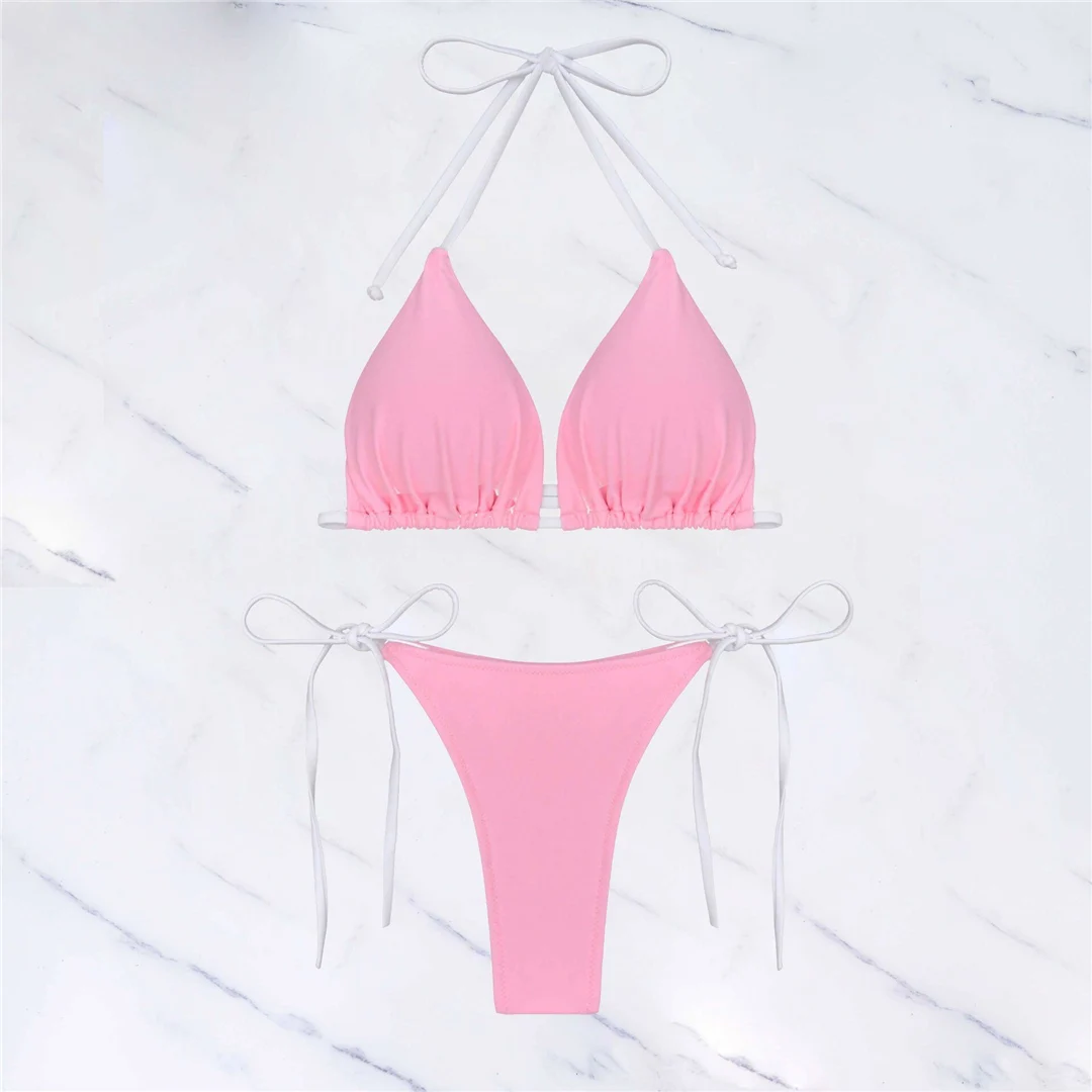 S - XL Sexy Neckholder-Bikini mit hohem Beinausschnitt, Damen-Badeanzug, zweiteiliges Bikini-Set, Badebekleidung, Badeanzug, Schwimmbekleidung V6244 – Detail 13