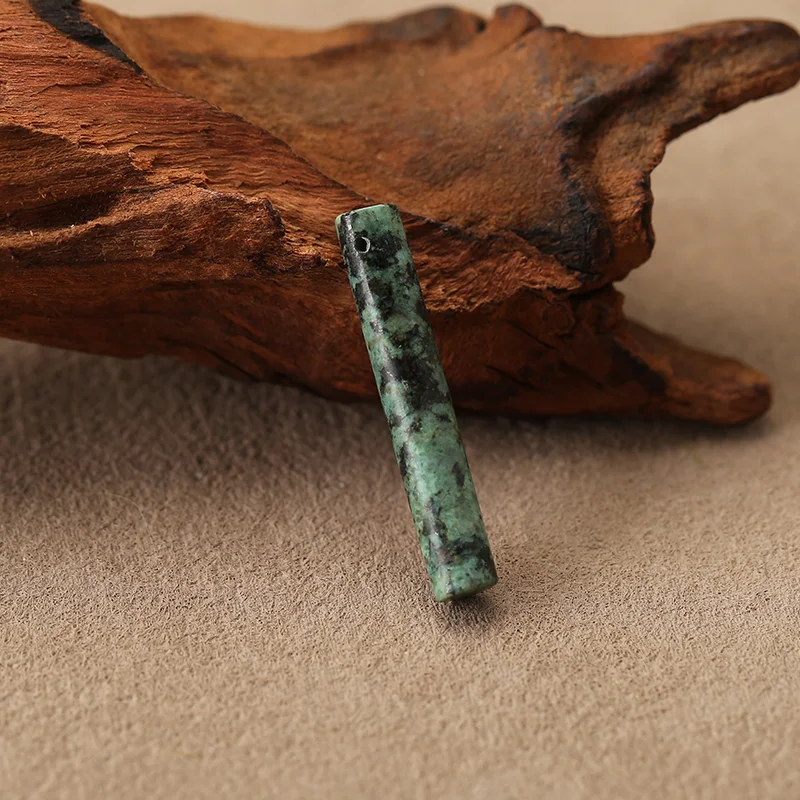 B&F Natural African Turquoise Cylindrical Pendant Beads, Handmade Natural stones beads 31*5*5mm