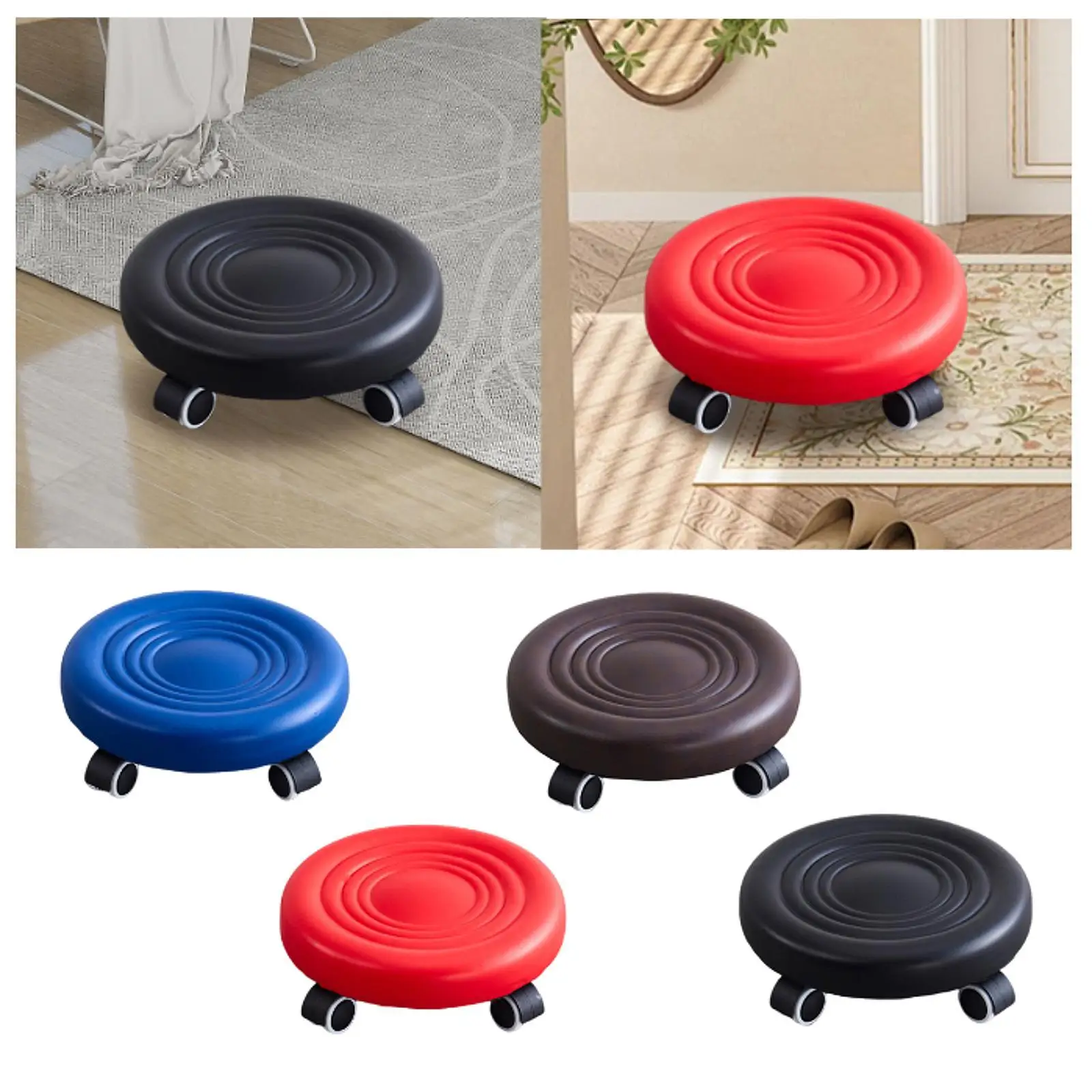 

Low Height Rolling Stool with Wheels Pedicure Stools Low Roller Seat for Living Room Garage Shop Salon Pedicure Home Office