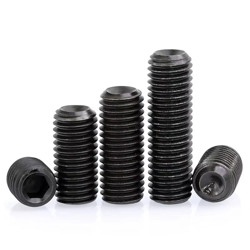 DIN916 Hex Socket Headless Set Screws - Grade 12.9 Alloy Steel, Cup Point, UNC/UNF Threads (2# 4# 6# 8# 10# 12#)